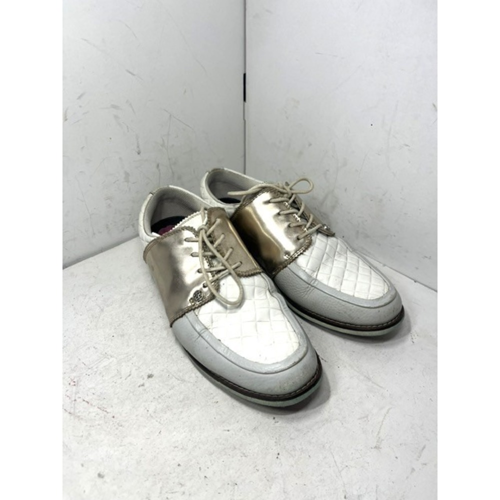 G/FORE Gallivanter Womens Golf Shoes White Rose Gold Quilted Leather Sz 8